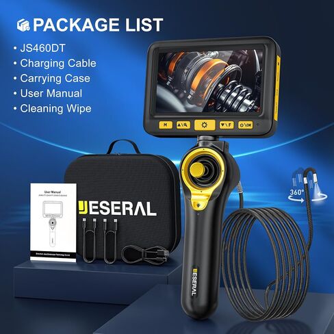 360 درجة مفصلية كاميرا Borescope - Jeseral 5 "HD 1080P شاشة الكاميرا مع 6 ضوء ، منظار مع 6.2 مم مسبار IP67 مقاوم للماء ، 3x ZOOM 4 -اتجاه borescope مع كابل مرن in Saudi Arabia