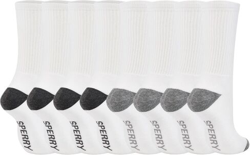 Sperry Men’s 8-Pack Cushion Comfort Crew Socks - Moisture-Wicking Athletic Socks –White Crew Socks for Everyday or Sports Use in Saudi Arabia