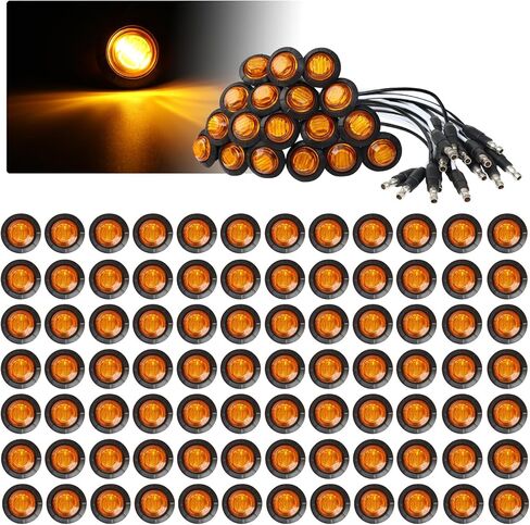 TMH 3/4 Inch Mini Red Light 3 LED with Connector Plug Clearance Markers Side Marker Indicator Lights Mini Round Front Rear with Grommet for Truck Trailer Lorry Bus 12V DC (Pack of 20) in Saudi Arabia