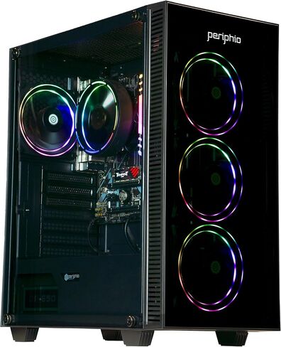 Periphio terra prebuilt Gaming PC - AMD Ryzen 5 5600g CPU (4.4 جيجا هرتز Turbo) ، 64 جيجابايت DDR4 RGB RAM ، Radeon Vega 7 Graphics ، 2TB NVME Solid SSD ، Windows 11 Gaming Computer Desktop ، WIFI + BT in Kuwait