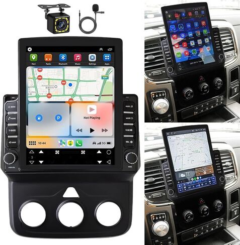 Android 13 Double DIN Car Steroo - Carplay Android Auto 9.7 بوصة اللمسات اللمسة الشاشة مع GPS Bluetooth ＆ كاميرا النسخ الاحتياطي لـ Dodge RAM 1500 2500 3500 4500 5500 2013-2018 in Kuwait