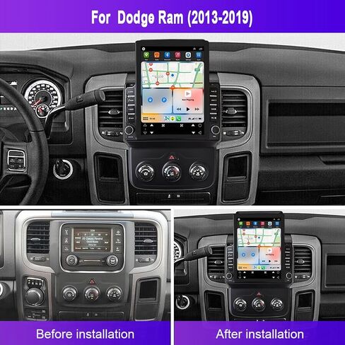 Android 13 Double DIN Car Steroo - Carplay Android Auto 9.7 بوصة اللمسات اللمسة الشاشة مع GPS Bluetooth ＆ كاميرا النسخ الاحتياطي لـ Dodge RAM 1500 2500 3500 4500 5500 2013-2018 in Kuwait