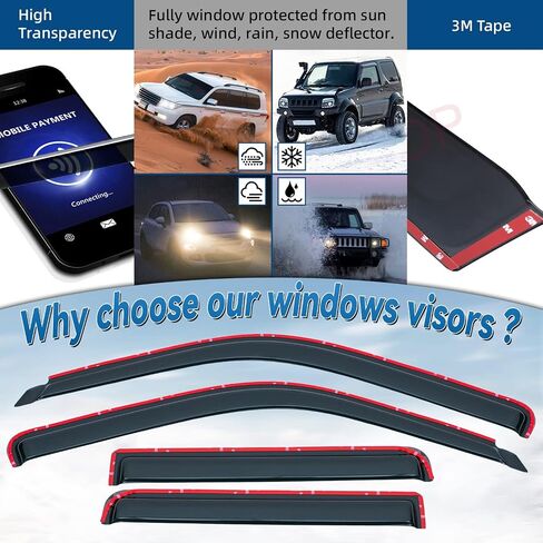 4pcs Front+Rear Smoke Tint Sun/Rain Guard Outside Mount Tape-On Vent Window Visors Compatible with 98-11 Crown Victoria 92-11 Grand Marquis in Saudi Arabia