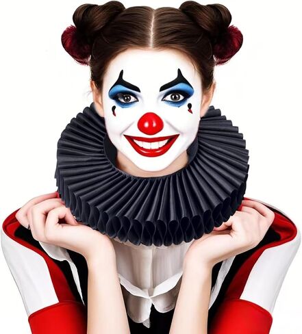 Elizabethan Collar,Renaissance Ruffle Clown Collar Victorian Colonial Dickens Neck Lace Neck Collar in Kuwait