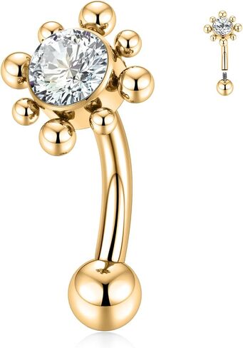 FUNLMO Belly Button Ring Turquoise Belly Button Piercing G23 Titanium Belly Ring Navel Piercing Jewelry 14G Navel Barbell Stud in Saudi Arabia