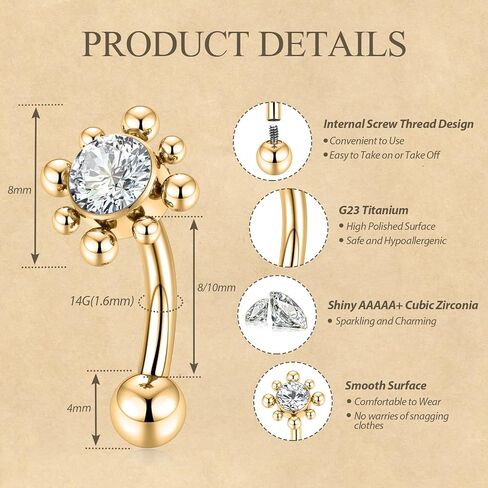 FUNLMO Belly Button Ring Turquoise Belly Button Piercing G23 Titanium Belly Ring Navel Piercing Jewelry 14G Navel Barbell Stud in Saudi Arabia