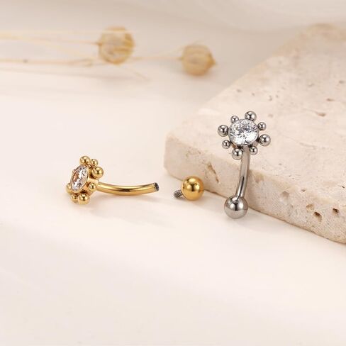 FUNLMO Belly Button Ring Turquoise Belly Button Piercing G23 Titanium Belly Ring Navel Piercing Jewelry 14G Navel Barbell Stud in Saudi Arabia