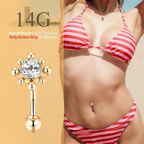FUNLMO Belly Button Ring Turquoise Belly Button Piercing G23 Titanium Belly Ring Navel Piercing Jewelry 14G Navel Barbell Stud in Saudi Arabia