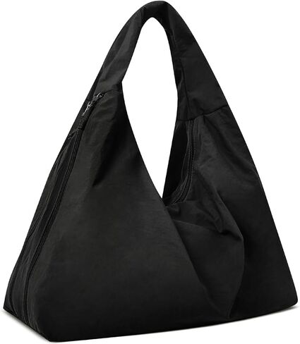 Slouchy Tote Bag Multipockets Nylon Purse Large Hobo Bags for Women Solid Color Crescent Handbag in Kuwait