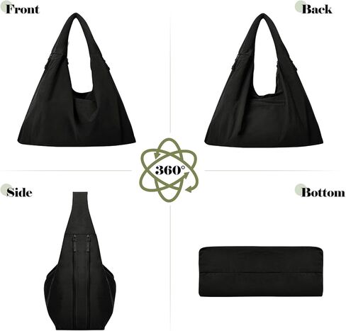Slouchy Tote Bag Multipockets Nylon Purse Large Hobo Bags for Women Solid Color Crescent Handbag in Kuwait