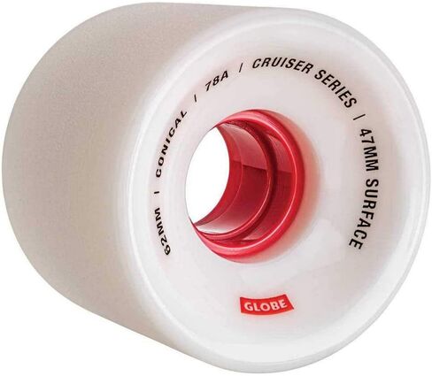 Red & White Conical Cruiser Wheels - 62mm by GLOBE HARDGOODS in Saudi Arabia