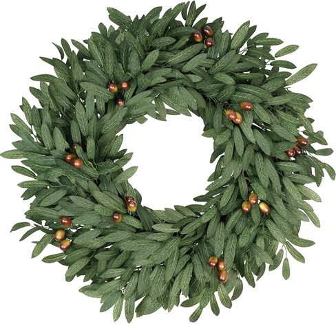 26 Inch Olive Wreaths for Front Door, Artificial Large Spring Summer All Seasons Year Round Green Lush Olive Branch Wreath for Home Farmhouse Porch Window Outdoor Indoor in Saudi Arabia