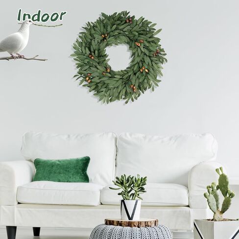26 Inch Olive Wreaths for Front Door, Artificial Large Spring Summer All Seasons Year Round Green Lush Olive Branch Wreath for Home Farmhouse Porch Window Outdoor Indoor in Saudi Arabia