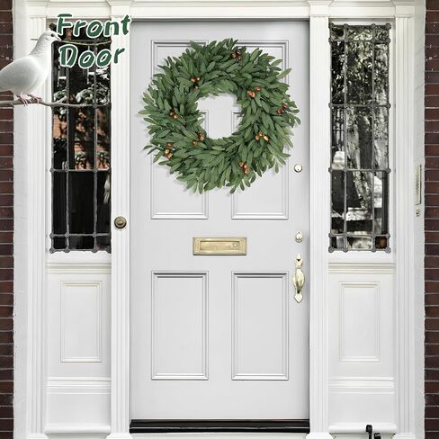 26 Inch Olive Wreaths for Front Door, Artificial Large Spring Summer All Seasons Year Round Green Lush Olive Branch Wreath for Home Farmhouse Porch Window Outdoor Indoor in Saudi Arabia