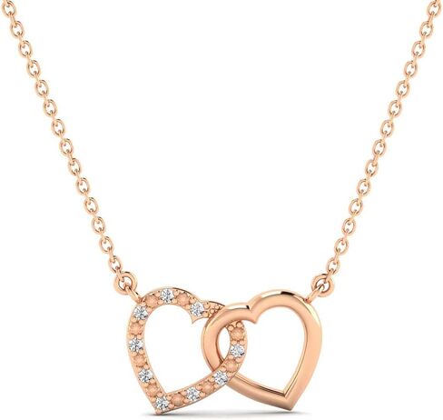 Gelin Intertwined Hearts Necklace in 14K Solid Gold | Diamond Heart Necklace for Women in Saudi Arabia