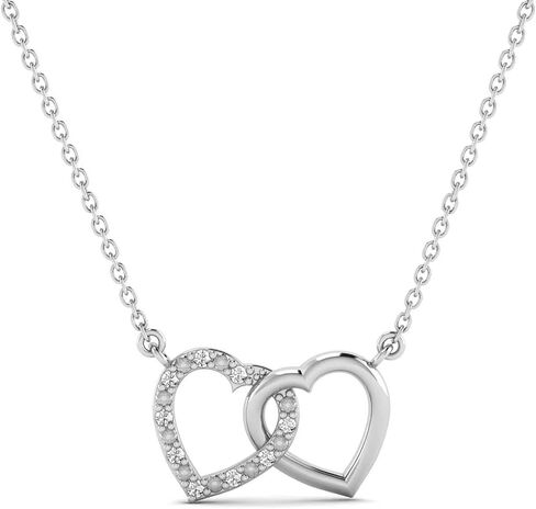 Gelin Intertwined Hearts Necklace in 14K Solid Gold | Diamond Heart Necklace for Women in Saudi Arabia