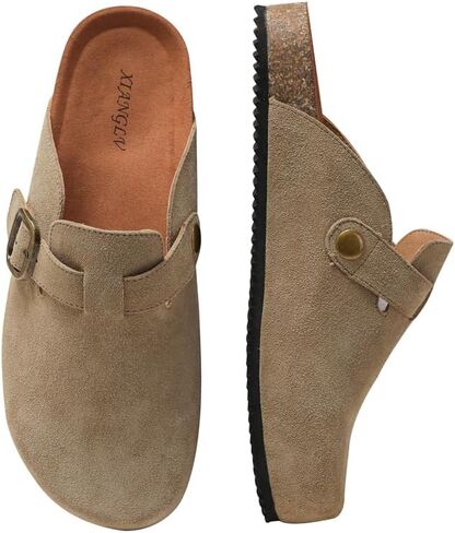 Women's Suede Clogs Leather Mules Comfort Cork Footbed Sandals Potato Shoes with Arch Support in Saudi Arabia