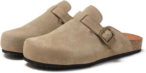 Women's Suede Clogs Leather Mules Comfort Cork Footbed Sandals Potato Shoes with Arch Support in Saudi Arabia