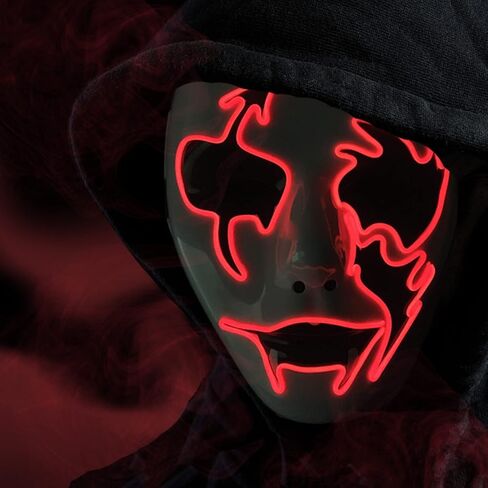 Halloween Purge Scary Mask Led Light Up Mask Glow Mask EL Wire LED Mask Couple Mask for Festival Party Gifts, Purge Mask for Man Woman Adult, Blue, US-Mask-LED-LZ-Blue-1pc in Kuwait