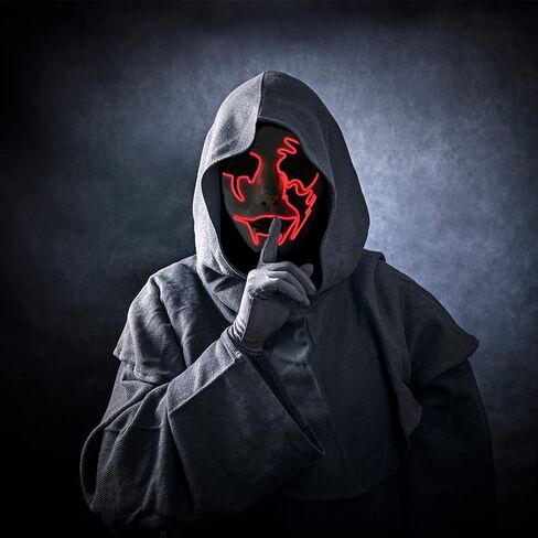 Halloween Purge Scary Mask Led Light Up Mask Glow Mask EL Wire LED Mask Couple Mask for Festival Party Gifts, Purge Mask for Man Woman Adult, Blue, US-Mask-LED-LZ-Blue-1pc in Kuwait