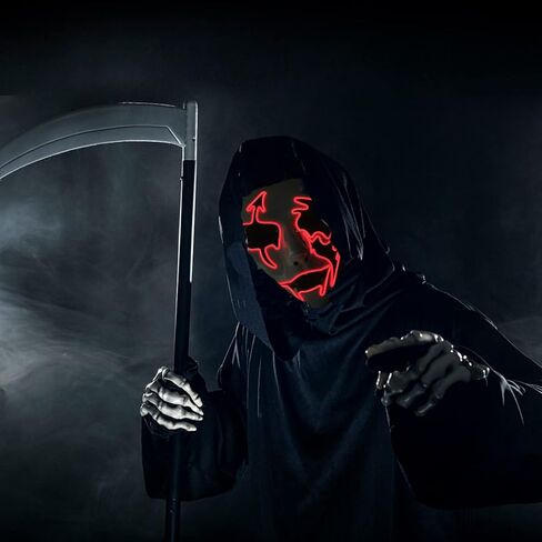 Halloween Purge Scary Mask Led Light Up Mask Glow Mask EL Wire LED Mask Couple Mask for Festival Party Gifts, Purge Mask for Man Woman Adult, Blue, US-Mask-LED-LZ-Blue-1pc in Kuwait