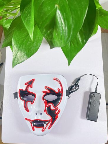 Halloween Purge Scary Mask Led Light Up Mask Glow Mask EL Wire LED Mask Couple Mask for Festival Party Gifts, Purge Mask for Man Woman Adult, Blue, US-Mask-LED-LZ-Blue-1pc in Kuwait