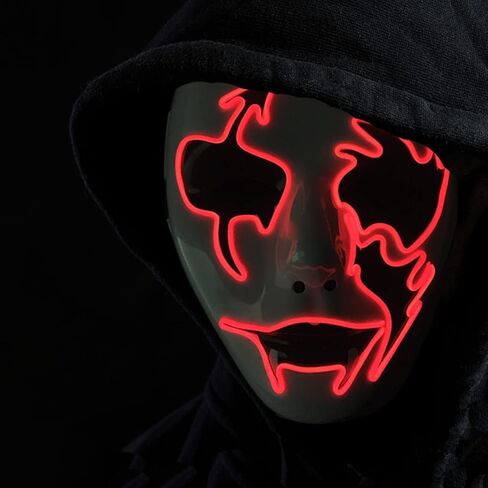 Halloween Purge Scary Mask Led Light Up Mask Glow Mask EL Wire LED Mask Couple Mask for Festival Party Gifts, Purge Mask for Man Woman Adult, Blue, US-Mask-LED-LZ-Blue-1pc in Kuwait