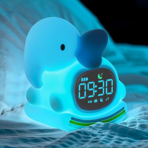 Bunny Alarm Clock for Kids with Night Light, Sleep Training Clock Time to Wake Clock, Rechargeable Silicone Light for Bedroom, Perfect Sleep Companion for Boys Girls in Kuwait