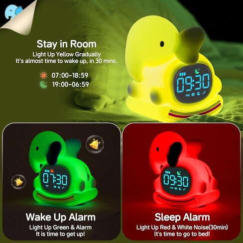 Bunny Alarm Clock for Kids with Night Light, Sleep Training Clock Time to Wake Clock, Rechargeable Silicone Light for Bedroom, Perfect Sleep Companion for Boys Girls in Kuwait