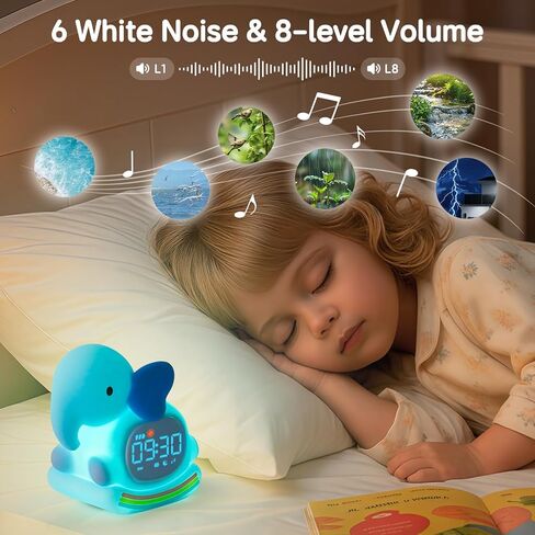Bunny Alarm Clock for Kids with Night Light, Sleep Training Clock Time to Wake Clock, Rechargeable Silicone Light for Bedroom, Perfect Sleep Companion for Boys Girls in Kuwait