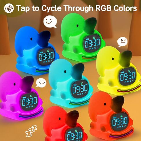 Bunny Alarm Clock for Kids with Night Light, Sleep Training Clock Time to Wake Clock, Rechargeable Silicone Light for Bedroom, Perfect Sleep Companion for Boys Girls in Kuwait