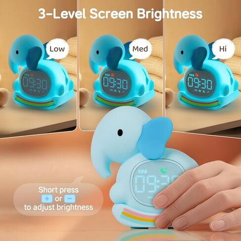 Bunny Alarm Clock for Kids with Night Light, Sleep Training Clock Time to Wake Clock, Rechargeable Silicone Light for Bedroom, Perfect Sleep Companion for Boys Girls in Kuwait