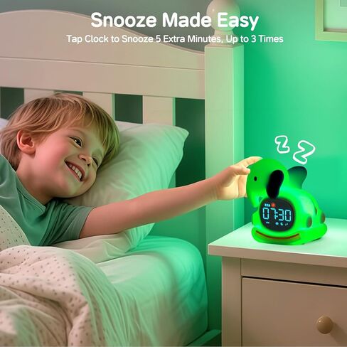 Bunny Alarm Clock for Kids with Night Light, Sleep Training Clock Time to Wake Clock, Rechargeable Silicone Light for Bedroom, Perfect Sleep Companion for Boys Girls in Kuwait