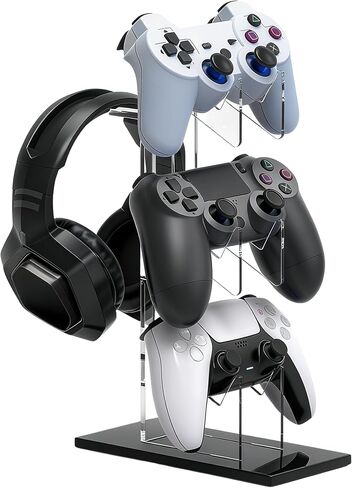 Controller Stand 3 Tiers , Universal Controller Holder Headphone Stand, Headset Holder, Acrylic Controller Display Stand Compatible with Xbox PS5 PS4 Nintendo Switch, Desk Mounts for Controller in Saudi Arabia
