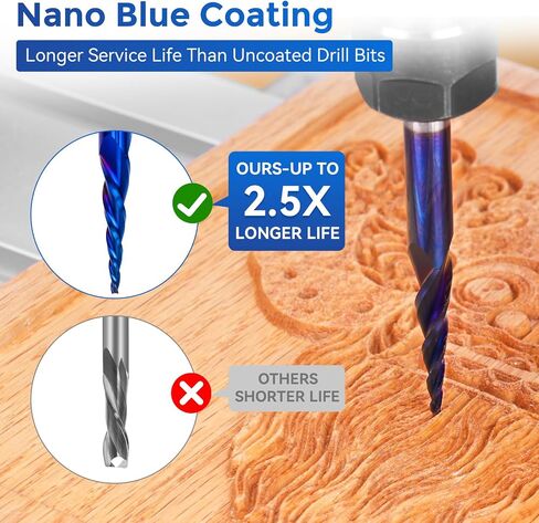 10-Piece CNC Router Bits Set, Carbide Multiple Uses Router Bits for Woodworking Detail Carving Resin Lettering Sign Making Trimming V Groove Engraving, with Storage Rack in Kuwait