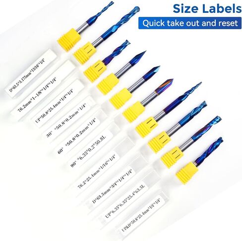 10-Piece CNC Router Bits Set, Carbide Multiple Uses Router Bits for Woodworking Detail Carving Resin Lettering Sign Making Trimming V Groove Engraving, with Storage Rack in Kuwait