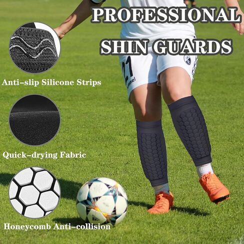 منصات حراس كرة القدم لكرة القدم للشباب البالغين ، مدافع Shin Shin Shin Kids ، غلاف ضغط العجل مع منصات قرص العسل ، ومواد كرة القدم الواقية من وسادات الساق للبنين ، والبنات in Kuwait