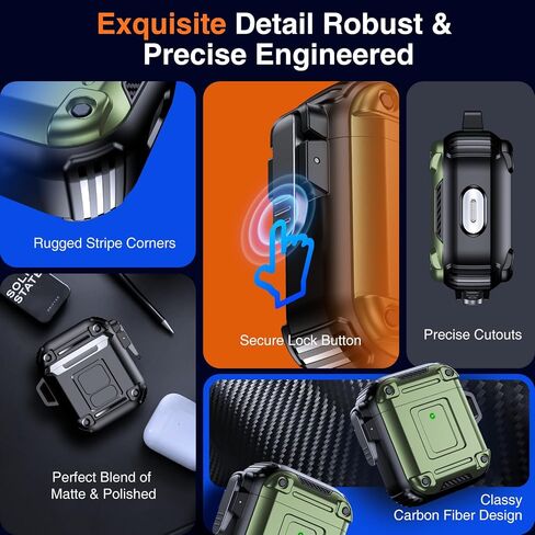 قفل الدروع لـ AirPods Pro 2nd Gend With With Secure Lock & Keychain ، متوافق مع Magsafe [360 ° Protection Huffic in Kuwait
