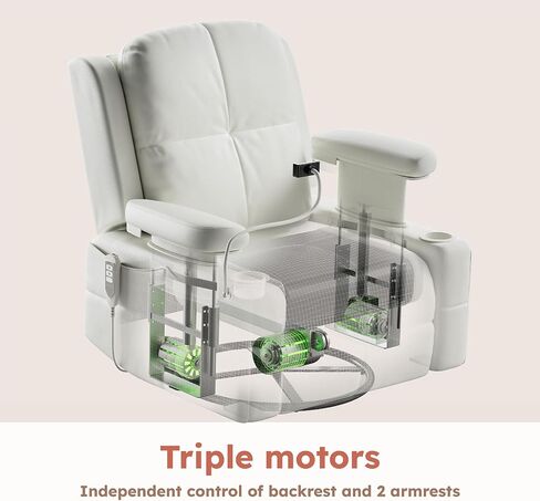 Rocking Chair Nursery with Adjustable Armrests, Electric Glider Recliner Nursing Chair for Breastfeeding, Power Swivel Recliner Chairs with USB Port and Storage, FSC Certified (Vanilla) in Kuwait