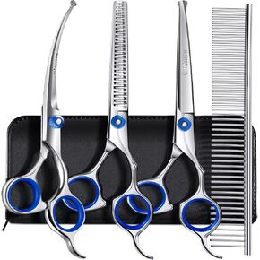 Gimars Titanium Coated Professional 6 in 1 4CR Stainless Steel Dog Grooming Scissors with Safety Round Tip, Heavy Duty Pet Grooming Scissor for Dogs, Cats and Other Animals in Kuwait