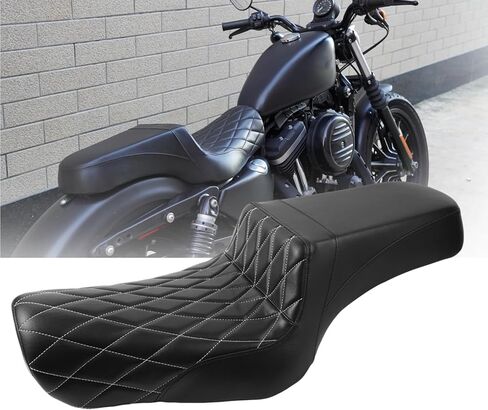 مقعدان لأعلى، وسادة مقعد السائق + الراكب، نوع متدرج، لدراجة Harley-Davidson Sportster Iron XL883 XL1200 (2004-up) / نصف خطوط أفقية/مناسبة لأكثر من 3.3 جالون in Kuwait