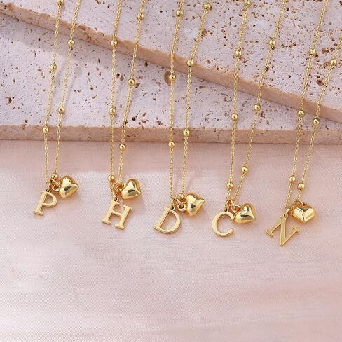 Initial Necklaces for Women,Cute Heart Letter Necklace Small Silver Necklace for Women Trendy Silver Jewelry in Kuwait