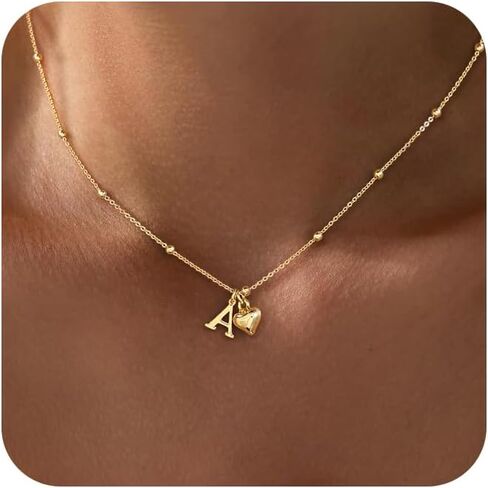 Initial Necklaces for Women,Cute Heart Letter Necklace Small Silver Necklace for Women Trendy Silver Jewelry in Kuwait