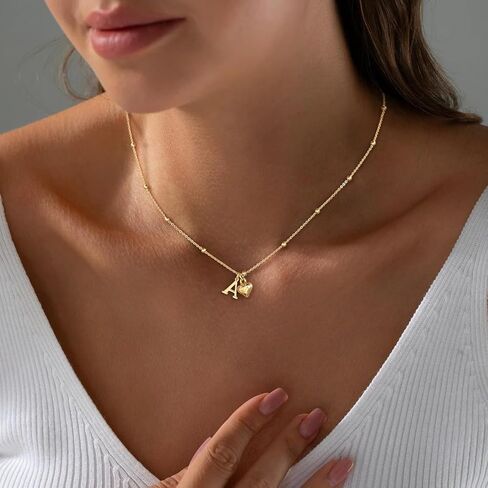 Initial Necklaces for Women,Cute Heart Letter Necklace Small Silver Necklace for Women Trendy Silver Jewelry in Kuwait
