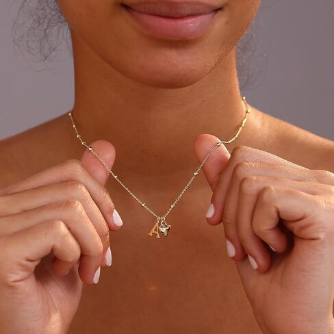 Initial Necklaces for Women,Cute Heart Letter Necklace Small Silver Necklace for Women Trendy Silver Jewelry in Kuwait