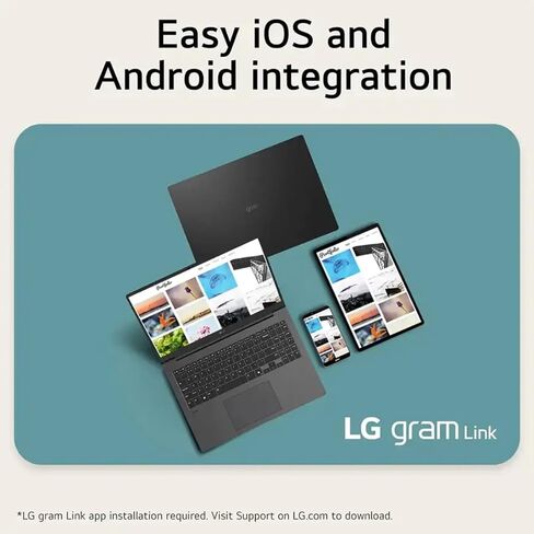 LG Gram 16 Ultra-Portable Laptop, 16" WQXGA Touchscreen Business Laptop, Intel Evo Edition Ultra 7-155H, Intel ARC Graphics, 32 GB RAM, 2 TB SSD, Office Pro 2024 Lifetime License & Win11 Pro, Mouse in Kuwait