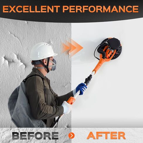 Drywall Sander Tool, KUPERIA 8.5 Amp Popcorn Ceiling Removal Tool with 7 Variable Speed 800-1800RPM, Electric Drywall Sander with Extendable Handle, LED Light,6 Basic Sand Paper & 6 Grid Sandpaper in Saudi Arabia