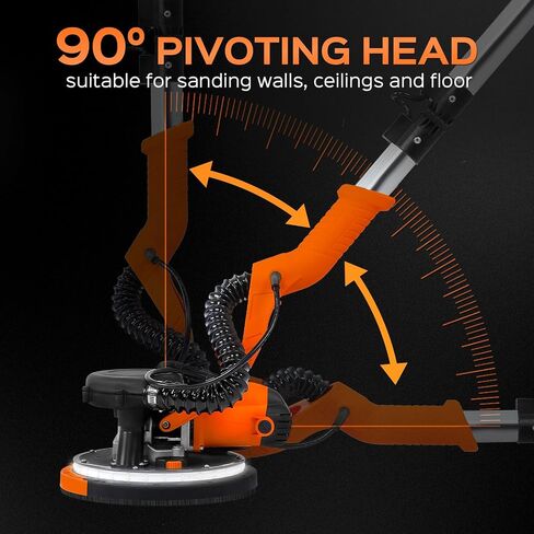 Drywall Sander Tool, KUPERIA 8.5 Amp Popcorn Ceiling Removal Tool with 7 Variable Speed 800-1800RPM, Electric Drywall Sander with Extendable Handle, LED Light,6 Basic Sand Paper & 6 Grid Sandpaper in Saudi Arabia