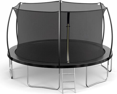 Seray 10FT 12FT 14FT Recreational Trampoline with Enclosure Net and Ladder and Anti-Rust Coating, ASTM Approved Trampoline Outdoor for Kids and Adults Outdoor Yard Trampolines in Kuwait