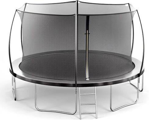 Seray 10FT 12FT 14FT Recreational Trampoline with Enclosure Net and Ladder and Anti-Rust Coating, ASTM Approved Trampoline Outdoor for Kids and Adults Outdoor Yard Trampolines in Kuwait